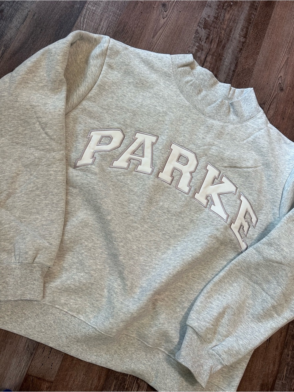 Gray Metallic 'PARKE' SOLD OUT Lettered Crewneck Sweatshirt